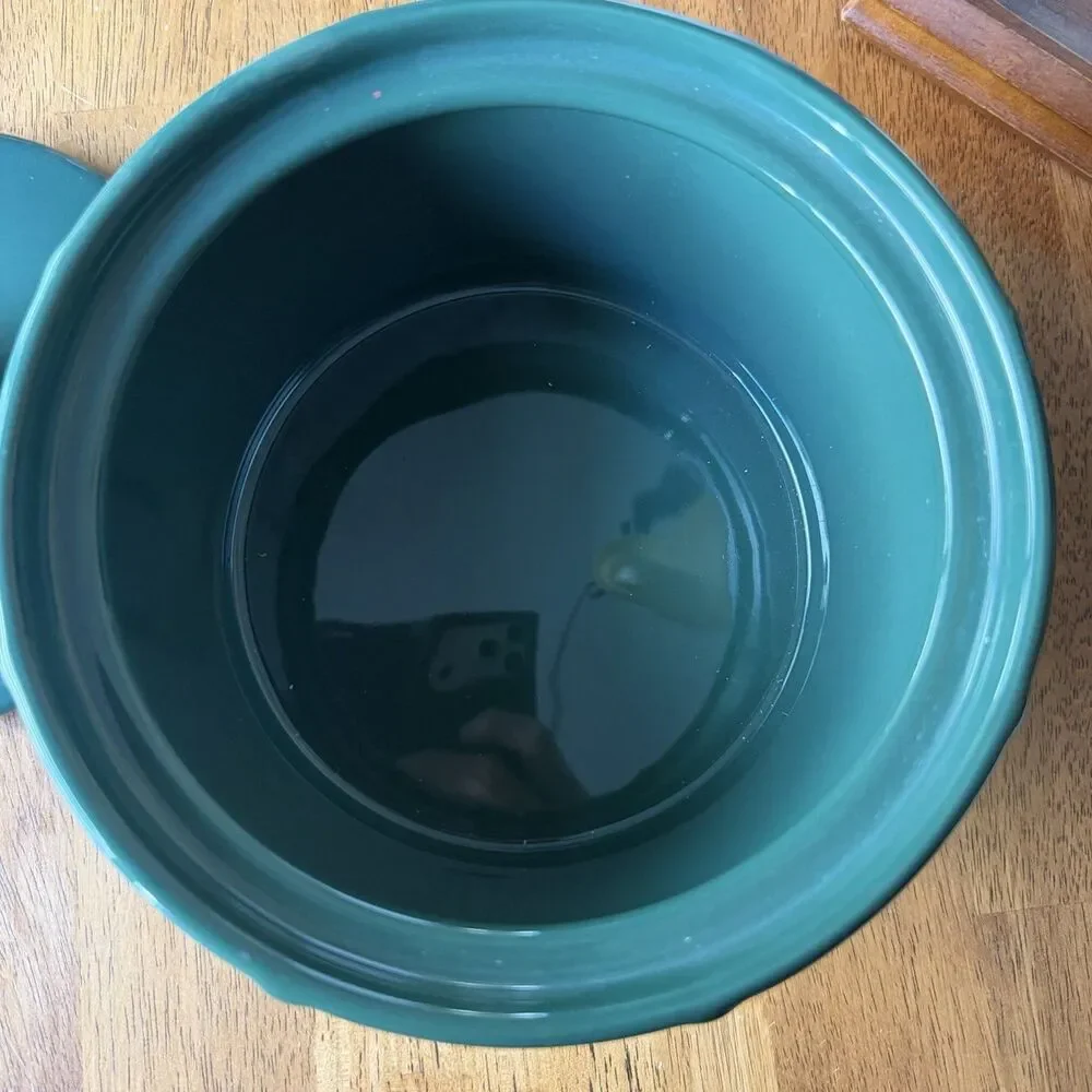 Longaberger Pottery Woven Drum Crock Canister Ivy Green with Lid Retired